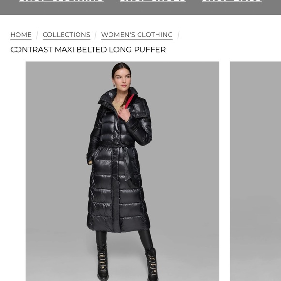 Karl Lagerfeld Black Puffer Coat with Red Accents - Picture 3 of 4